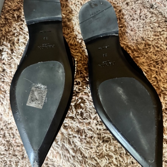 Prada Crystal-embellished V-cut Suede Mules In Black, never worn, size 38 - Picture 4 of 6